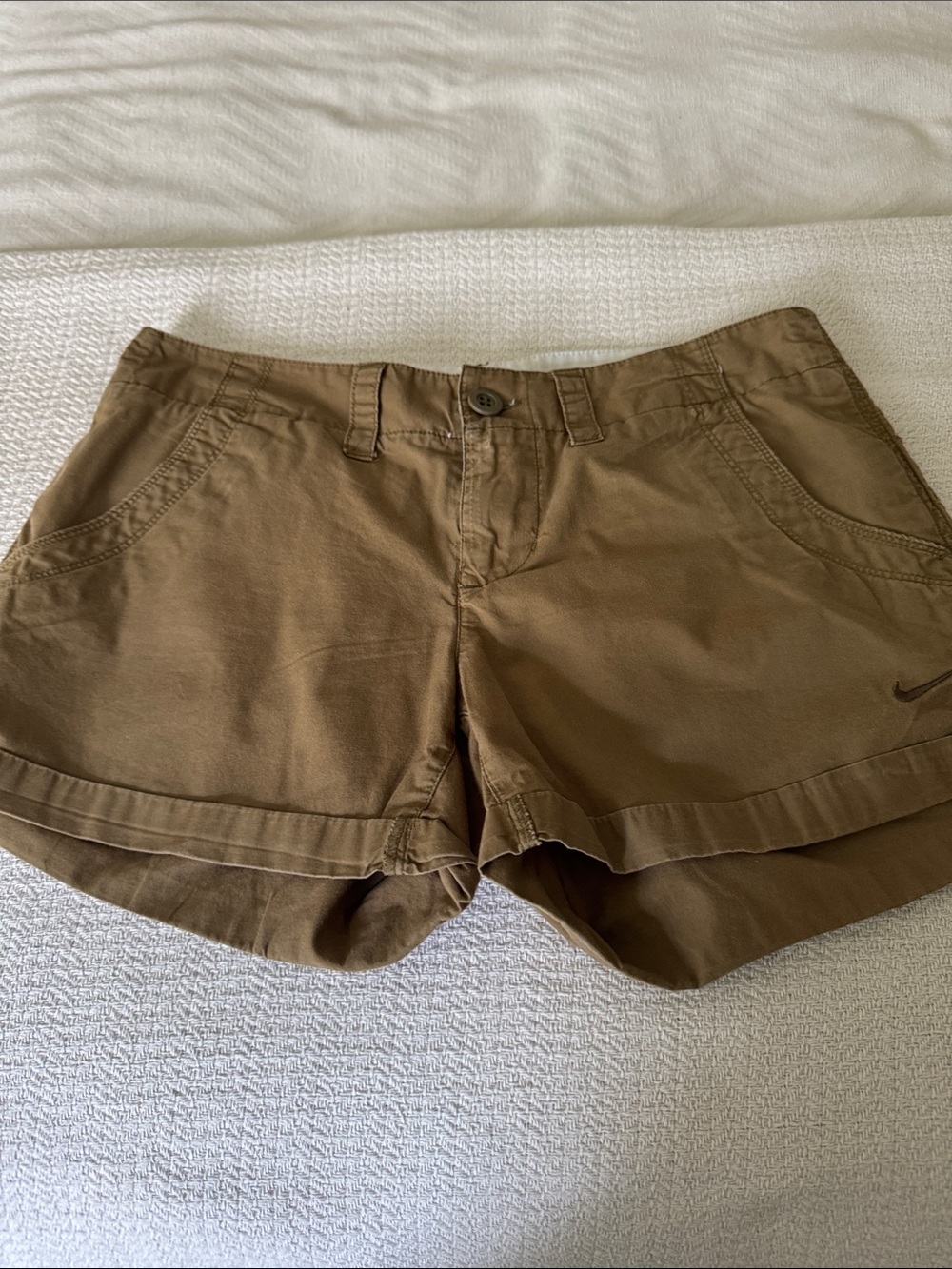 Nike Women's Khaki Brown Casual Shorts 100% Cotton